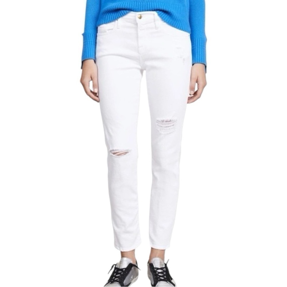 FRAME Le Boy Jeans In Blanc White Denim 28 Bagmore‎ Straight